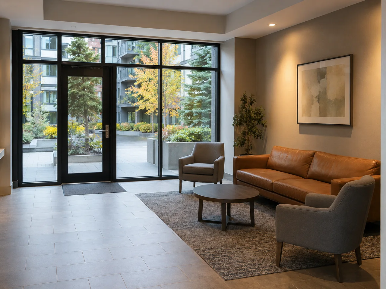 Clean Bellevue multi-family lobby prepared for recurring common-area service