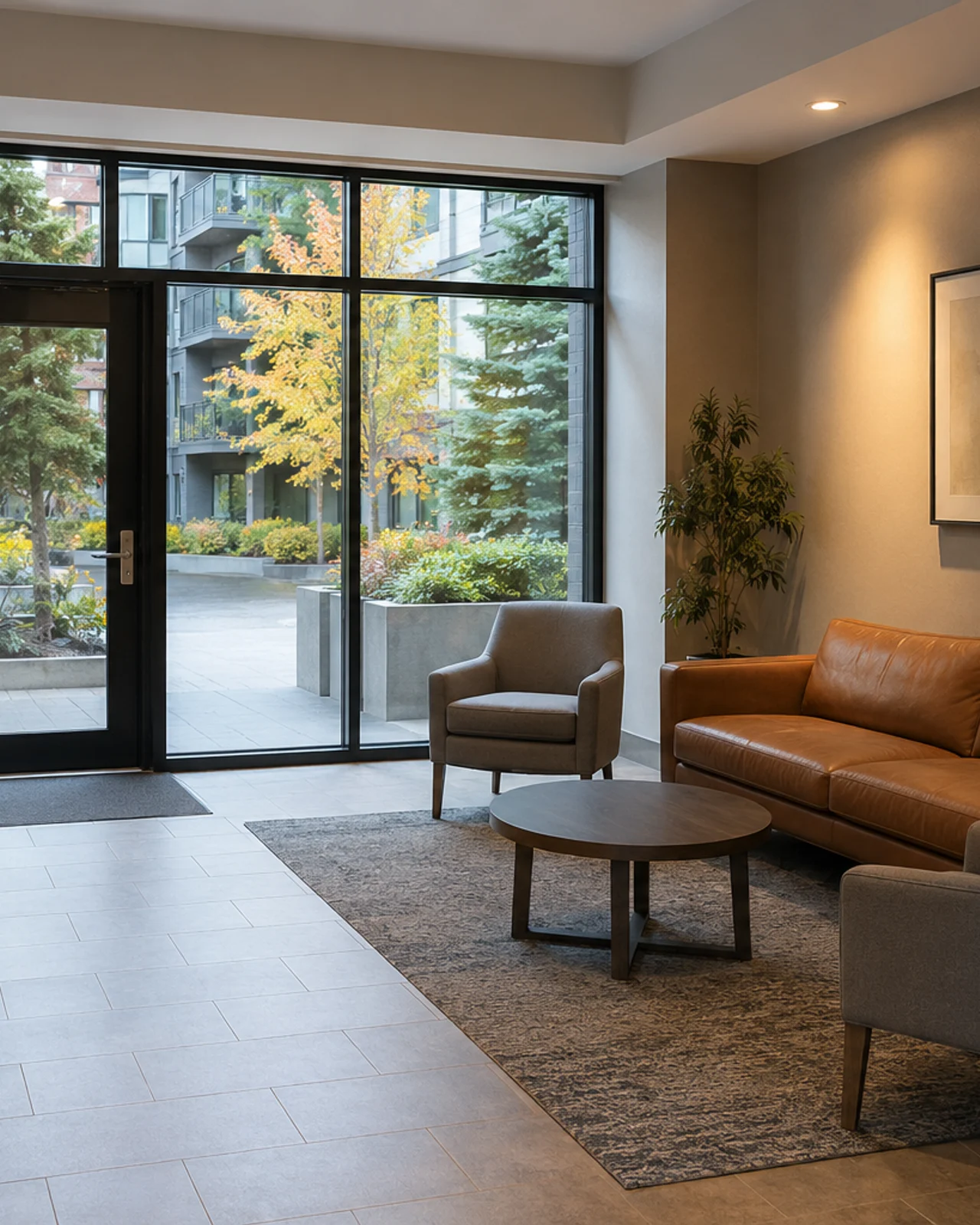 Clean Bellevue multi-family lobby prepared for recurring common-area service