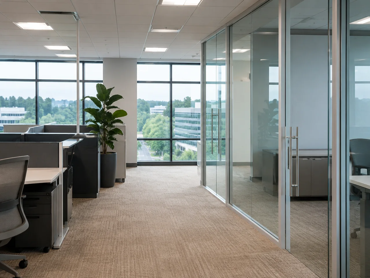 Clean Bellevue commercial interior prepared for recurring janitorial service