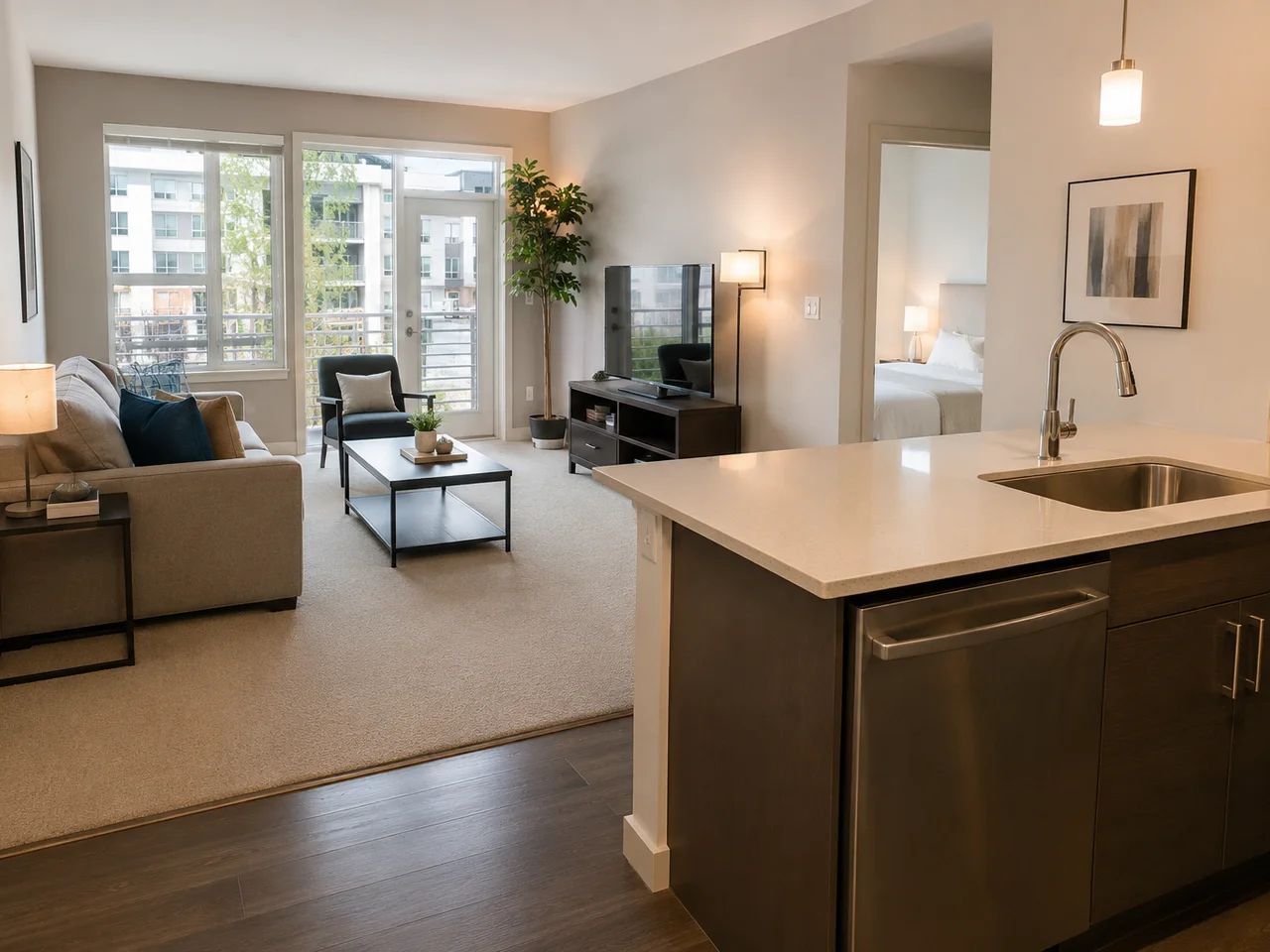 Clean Bellevue residential apartment interior prepared for home cleaning service